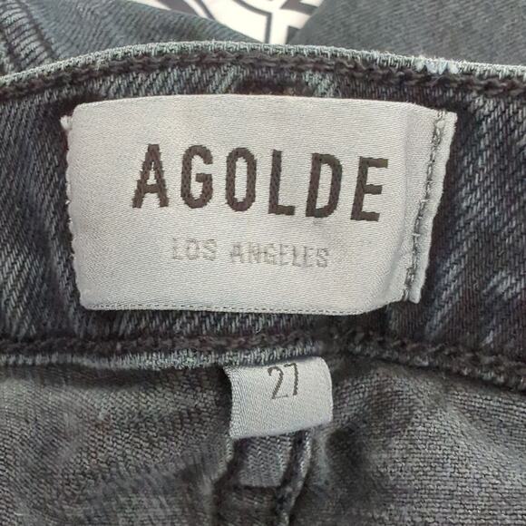 AGOLDE Womens Jeans 27 Organic Cotton Washed Black Fray Ankle Toni High Rise - Picture 4 of 9